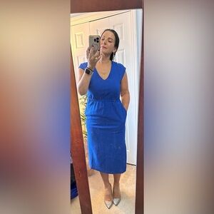 J. Crew size 6 Royal Blue Laser Cut Midi dress.